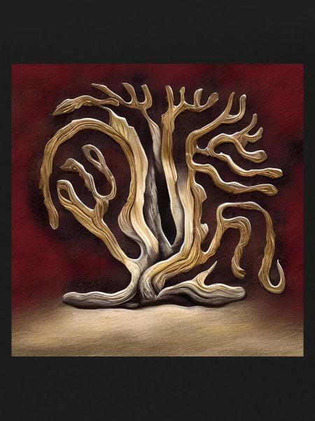 old tree in red