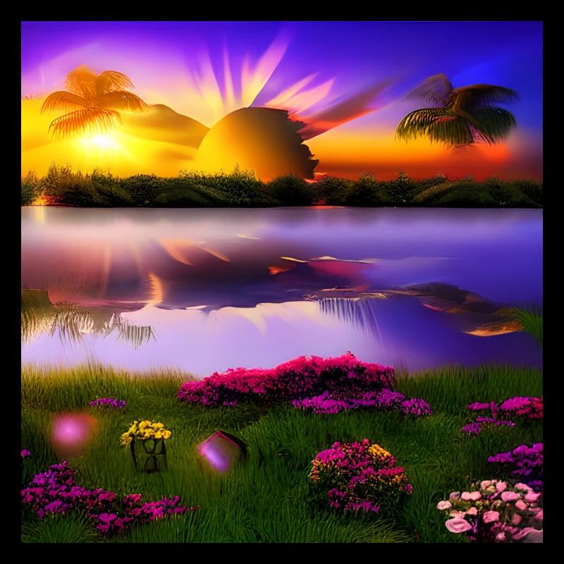 Sun setting over water