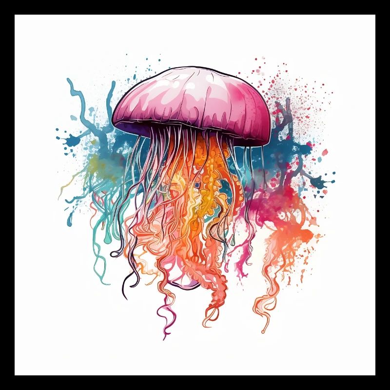 Méduse aquarelle néon dans la mer