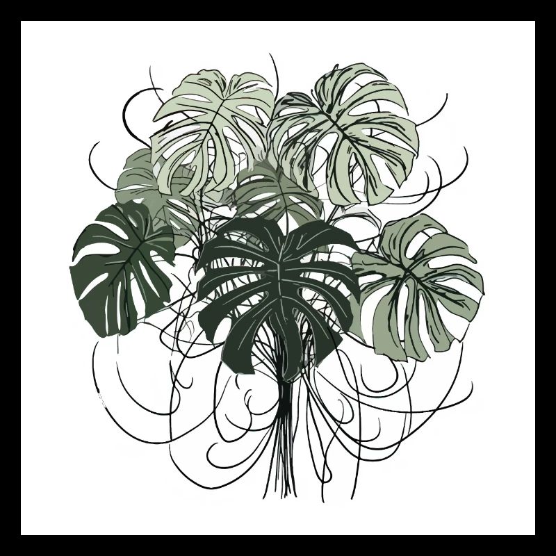 Handgezeichnete Monstera Pflanze