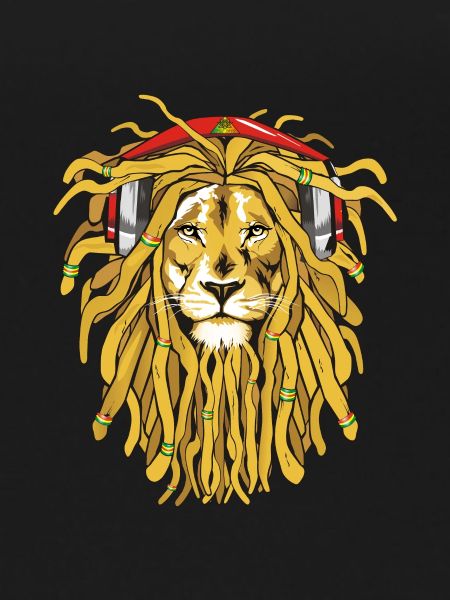 Rasta Lion avec écouteurs