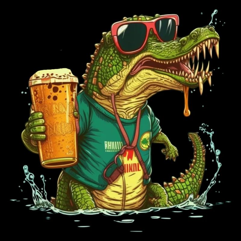 Crocodile cool avec de la bière