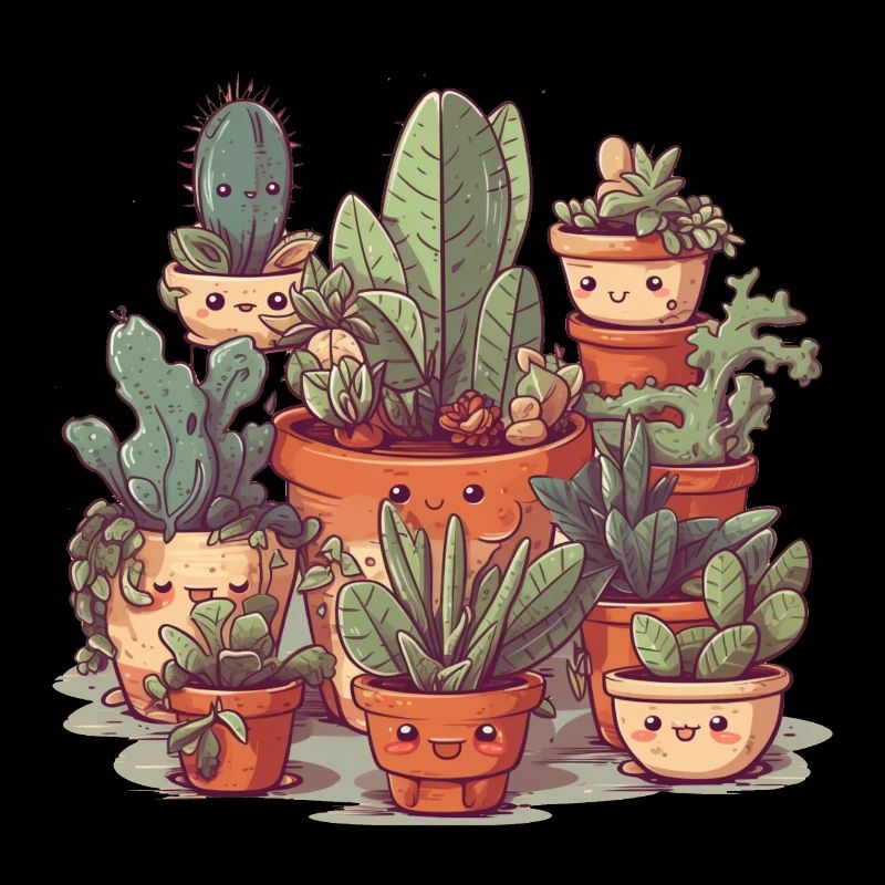 Succulentes mignonnes comme comiques dans des pots en céramique