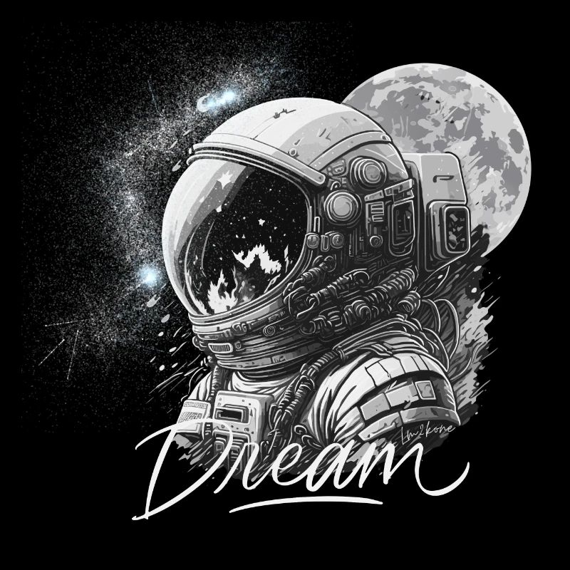 Dream Astronaut lunar background - black and white