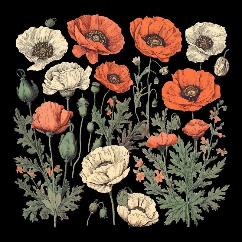 Wunderschönes Boho Mohn Herbarium Bouquet