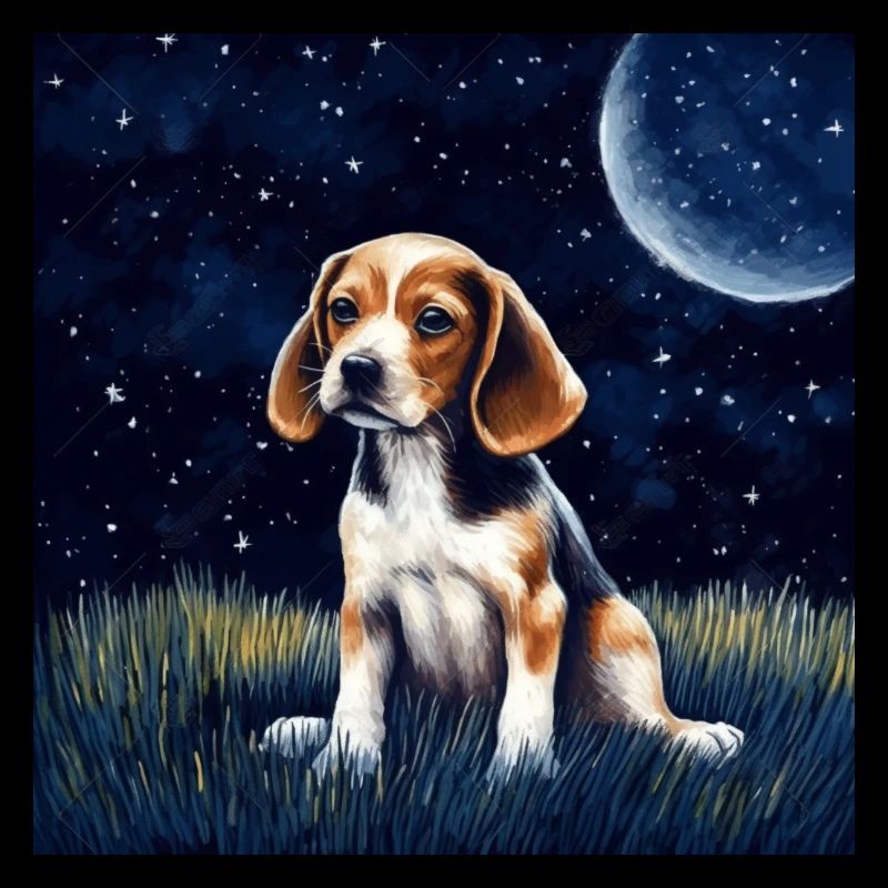 Beagle & the moon