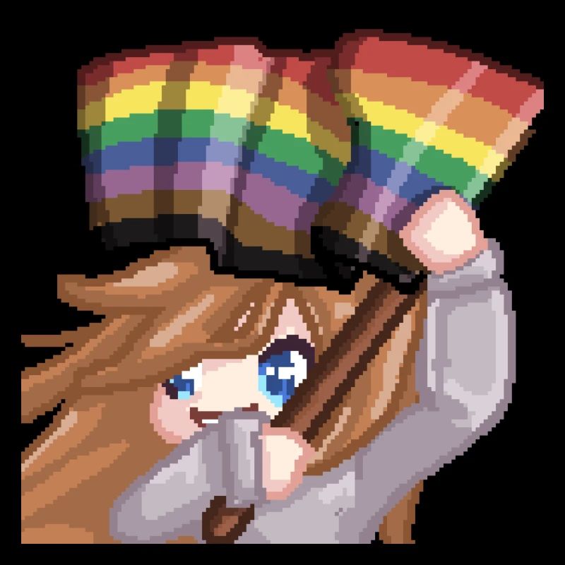 Pillowg1rl Emote mit Prideflagge