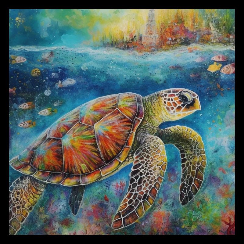 Modern Colourful Turtle Wall Art