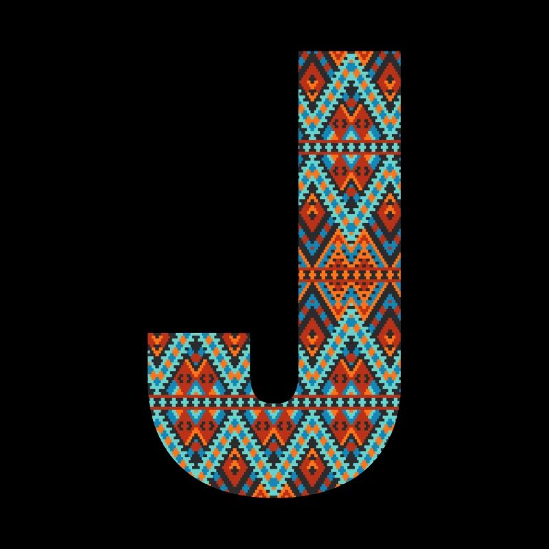 Letter J- boho design, Colorful monogram