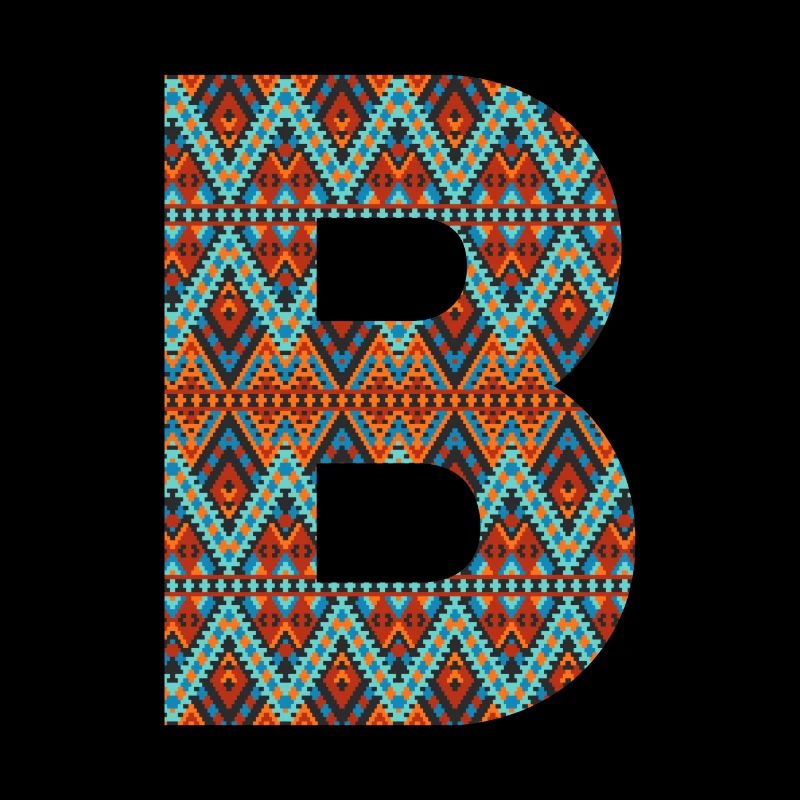 Lettre B- design boho, monogramme coloré