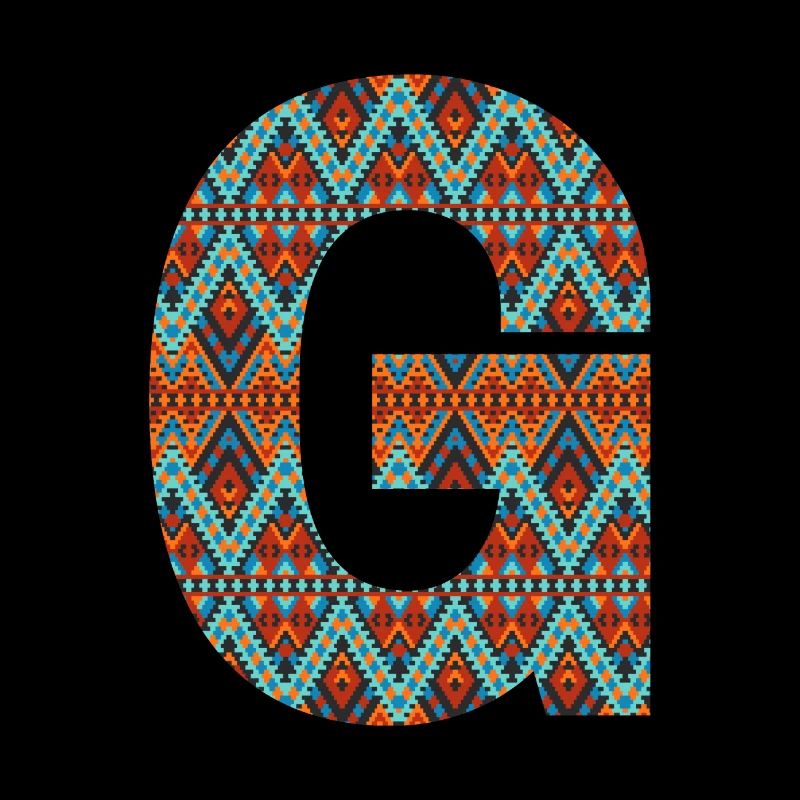Lettre G- design boho, monogramme coloré