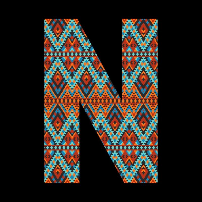 Letter N- boho design, Colorful monogram
