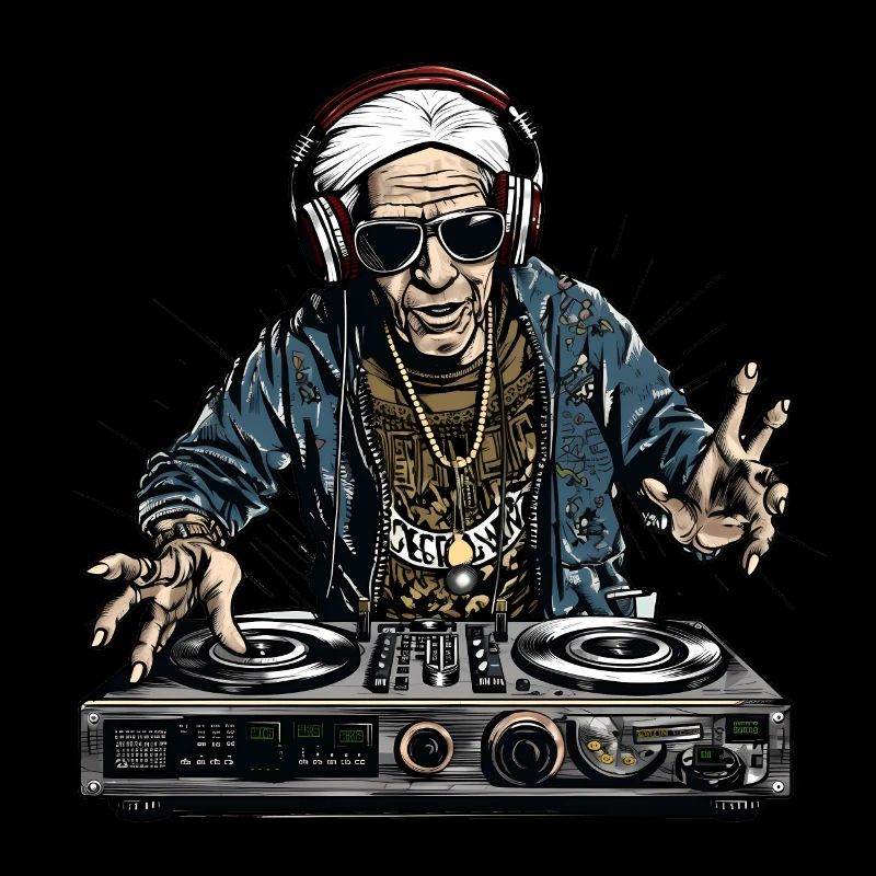 Cool best-ager man as a DJ, old man as a DJ