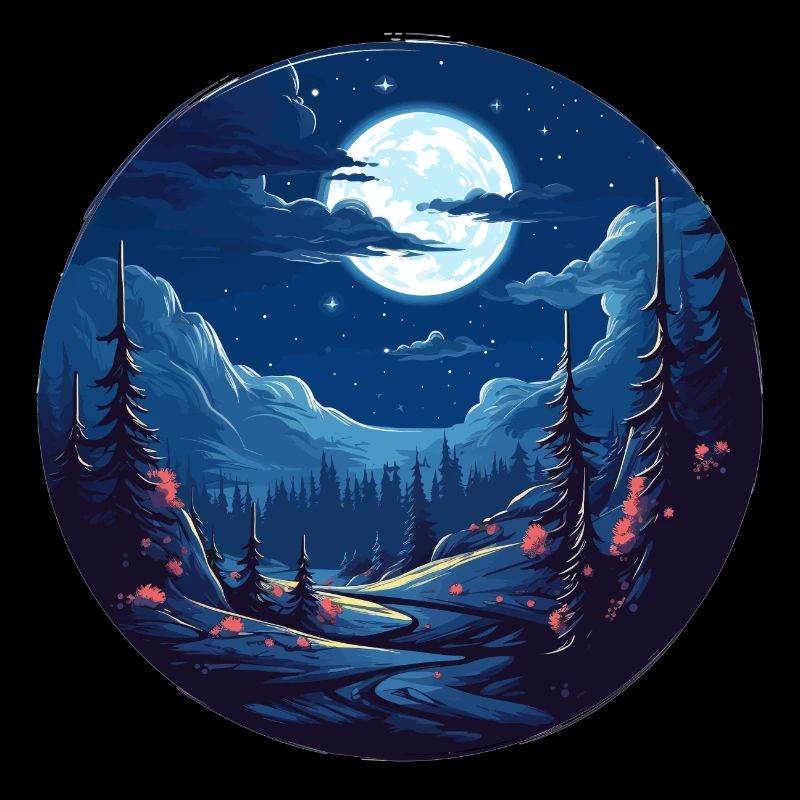 Forest landscape at night