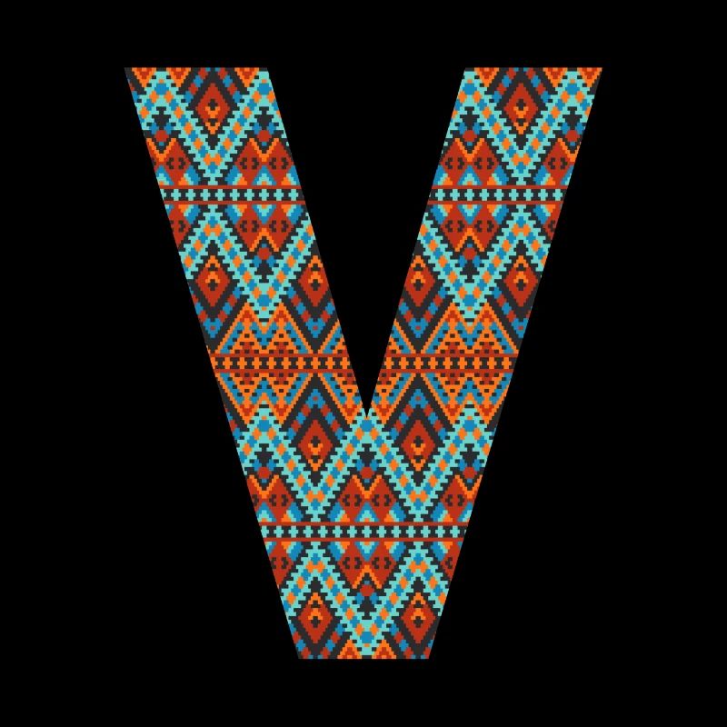 Buchstabe V- Boho-Design, buntes Monogramm