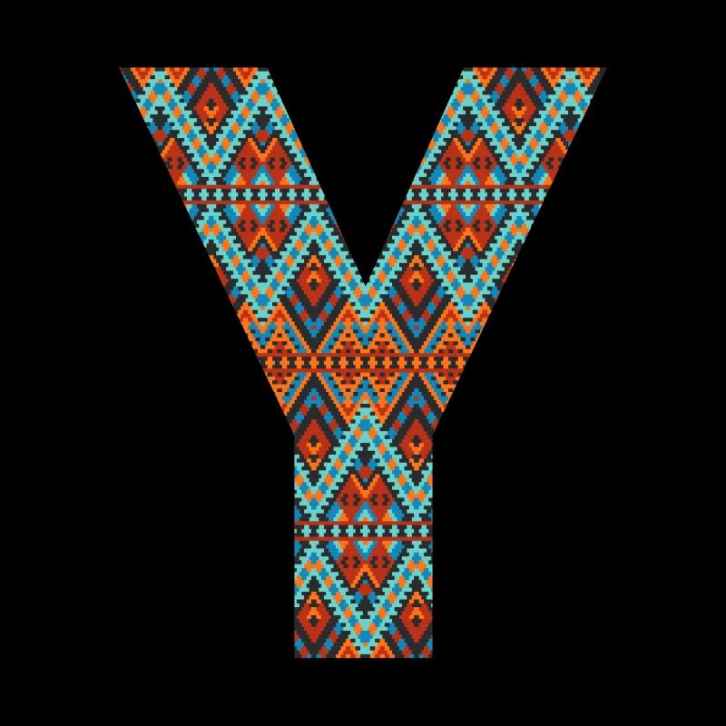 Buchstabe Y- Boho-Design, buntes Monogramm