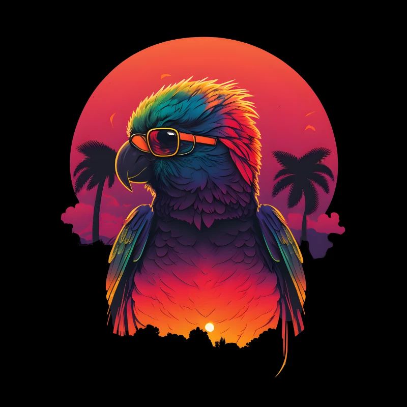 Synthwave Parrot Sunset