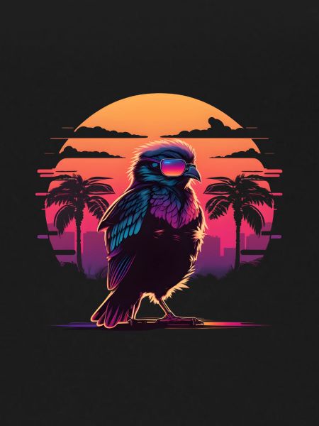 Synthwave bird sunset
