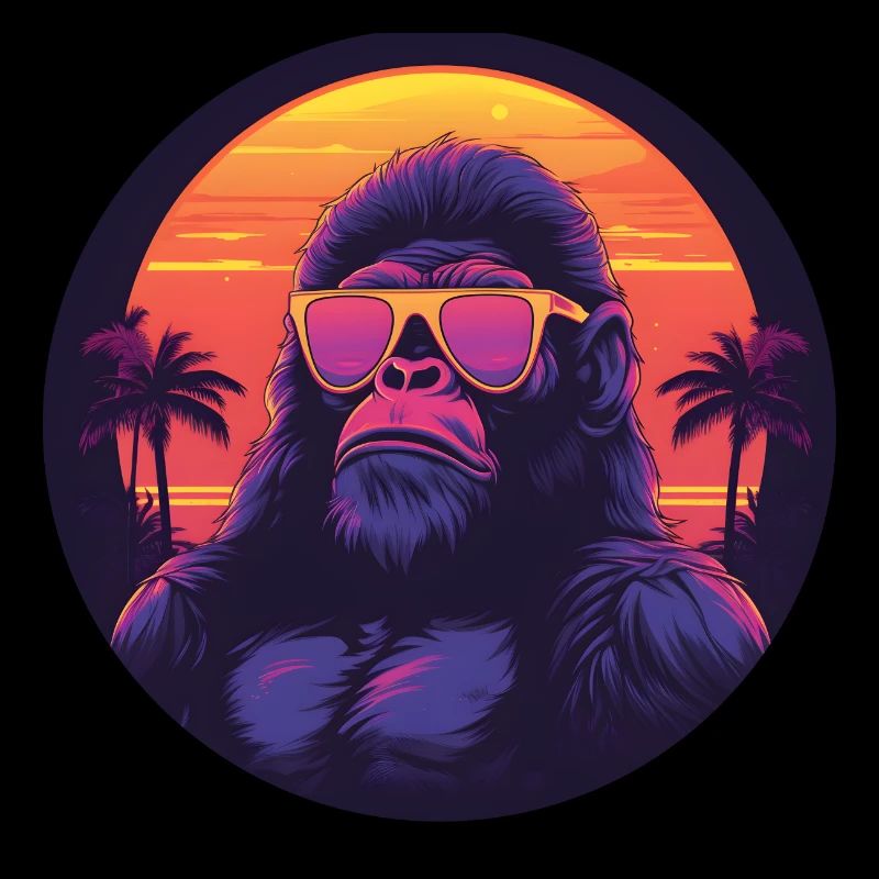 Synthwave gorilla Sunset
