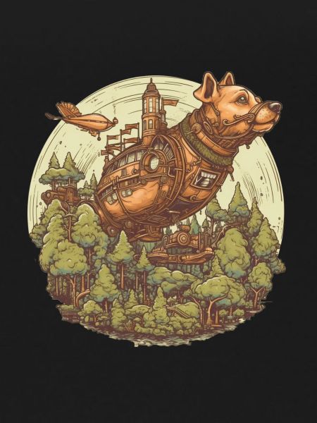 Chien dirigeable Steampunk