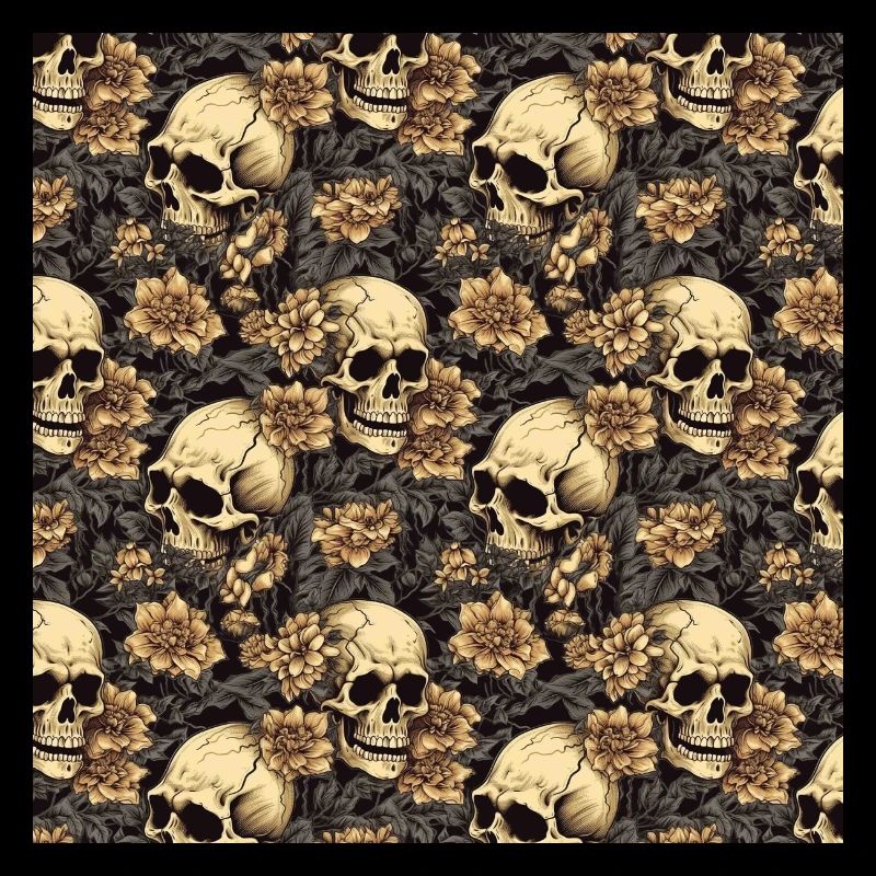 Skulls Seamless Pattern Gothic Dark Halloween