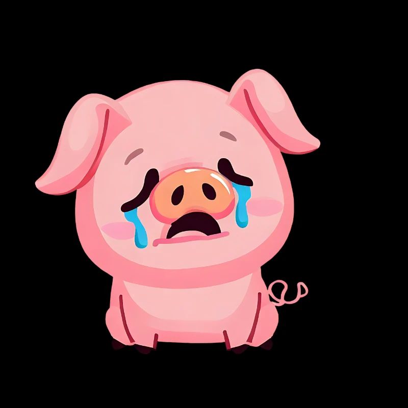 Pig cries sadly