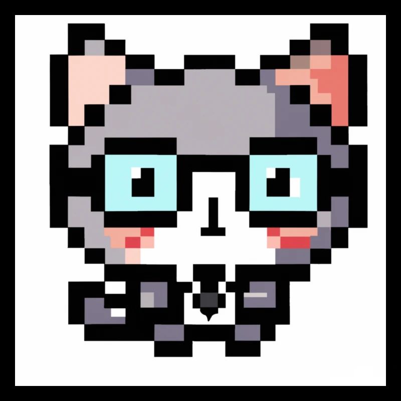 Katze Professor Lehrer, Laborant, Brille, pixelart