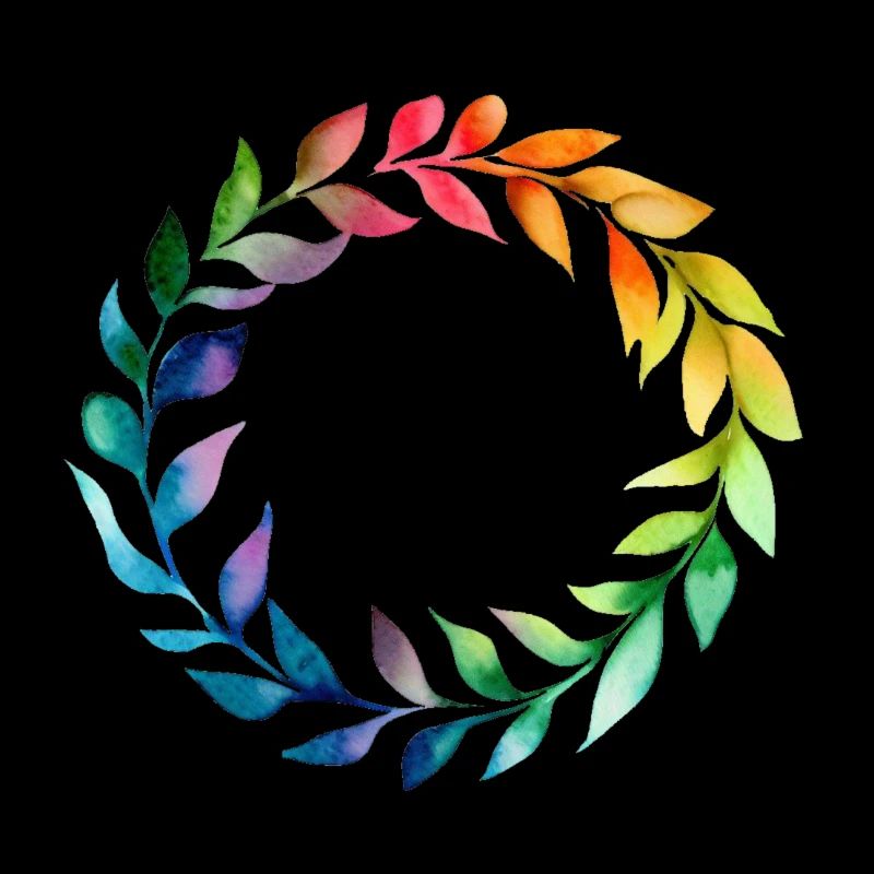 Feuilles arc-en-ciel. Formation d’un cercle dans le style aquarelle