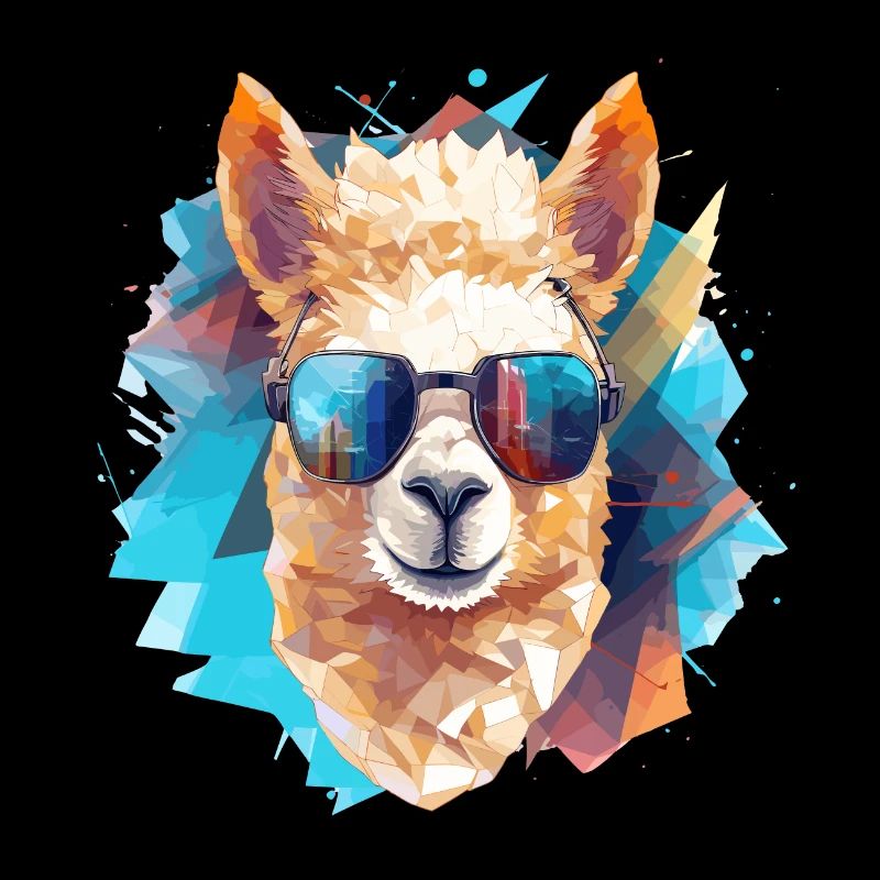 Alpaca mit Kopfhörern Polygon-Art