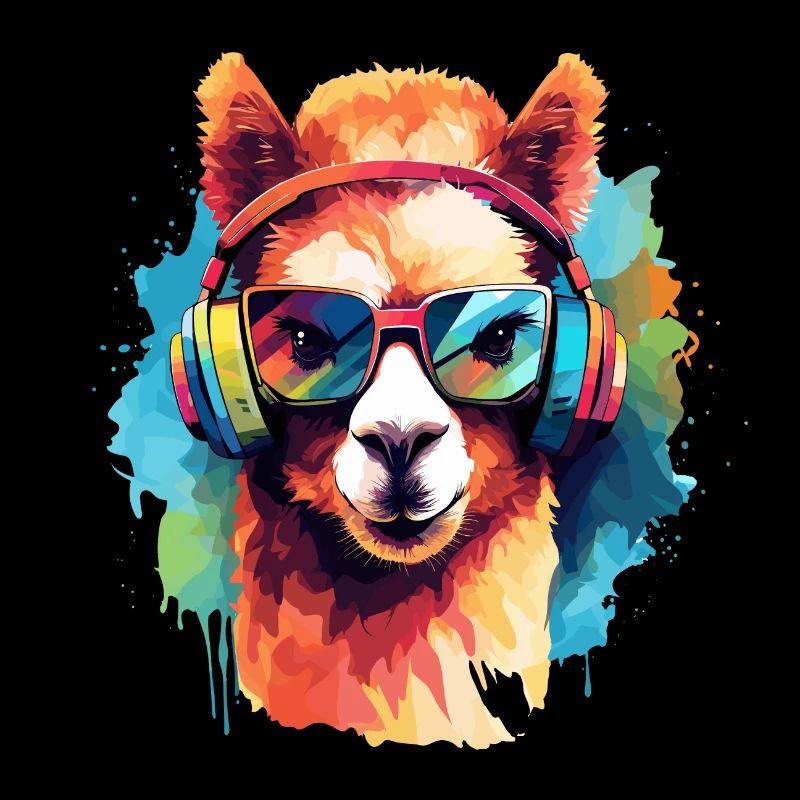 Funky Alpaka Rainbow-Art