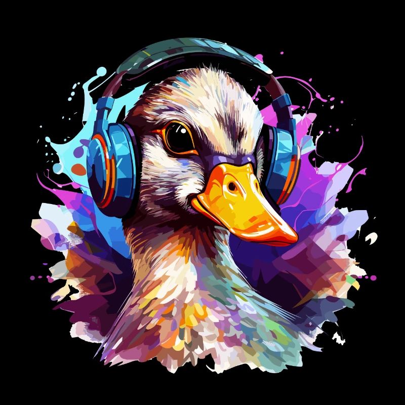 Funky Ente mit Kopfhörer Graffiti-Style
