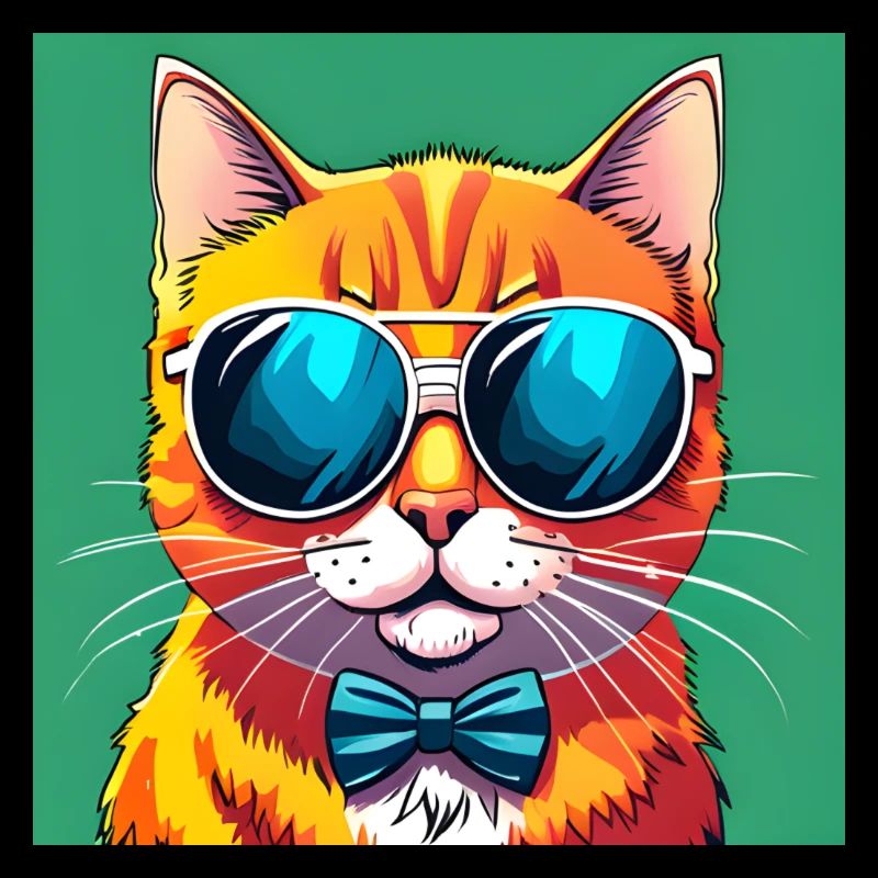 Classy Cat With Shades And A Bow Tie