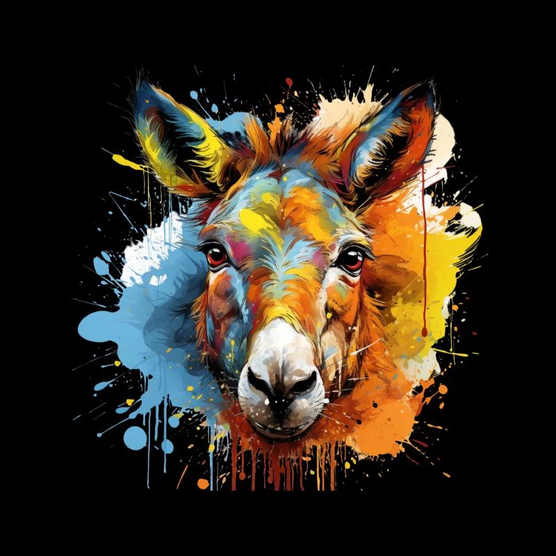 Couleur Splash Âne Illustration Mule Head