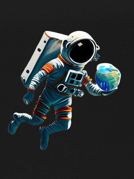 Astronaut with planets