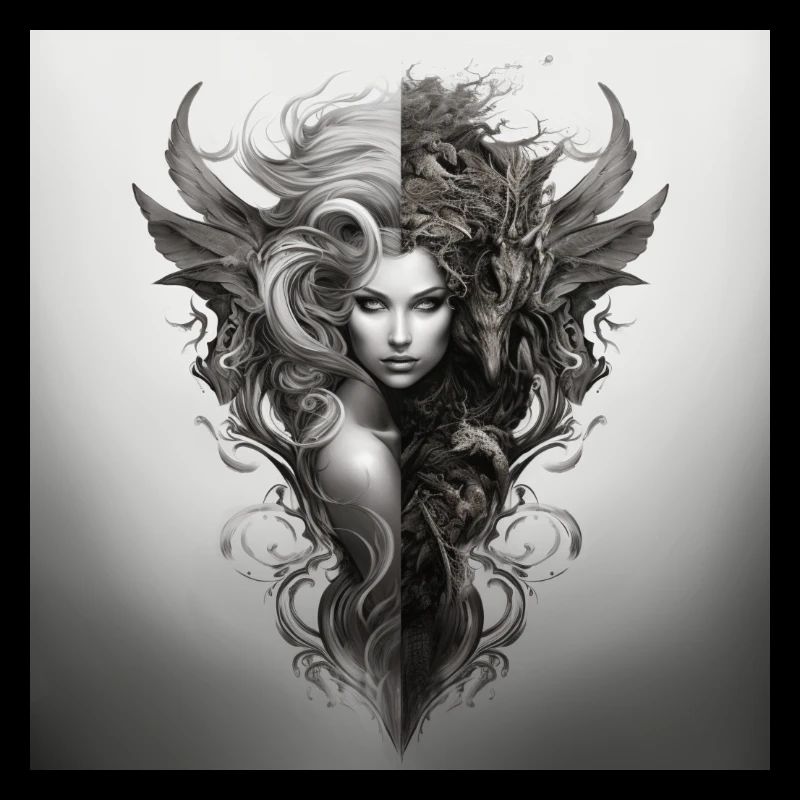 Evil Deity Demon Design Blanc Noir