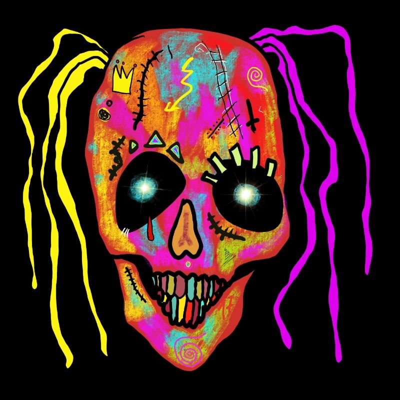 Neon Patchwork Schädel