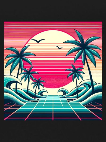 Retro Wave 80s Sunset