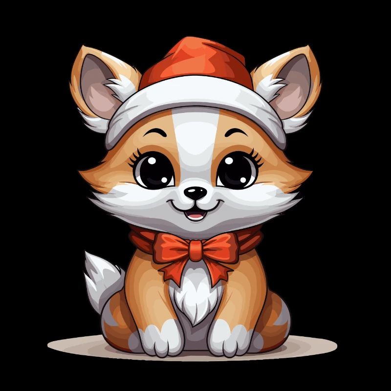 Fox Christmas Design - Kawaii Style