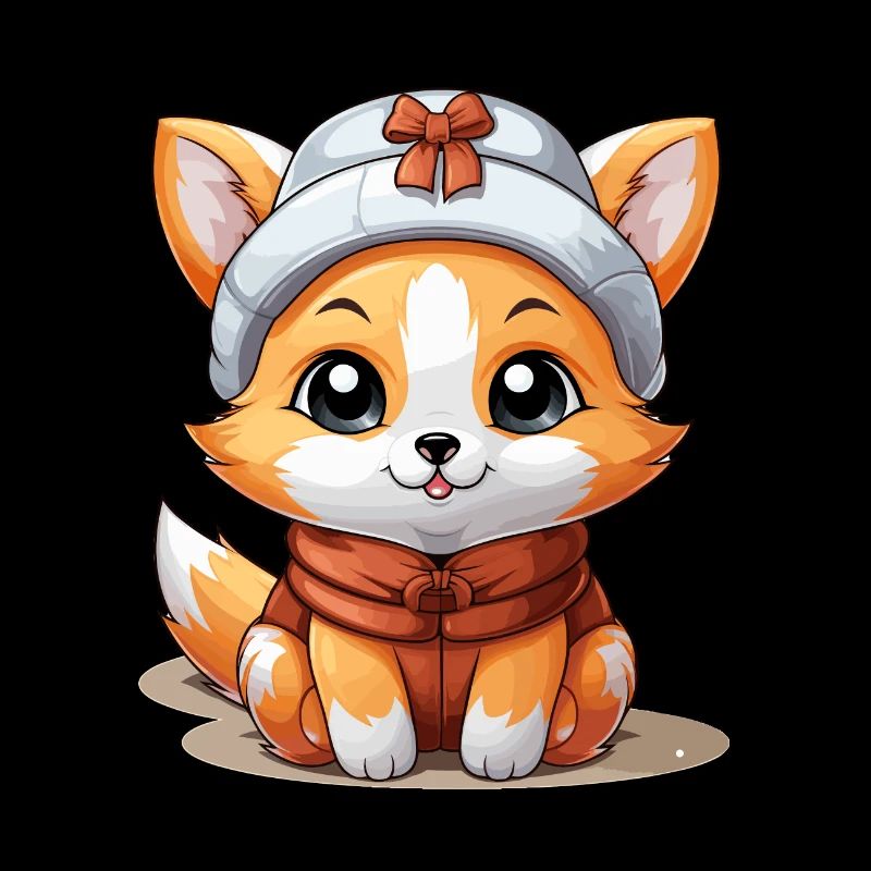 Fox Christmas Design - Kawaii Style