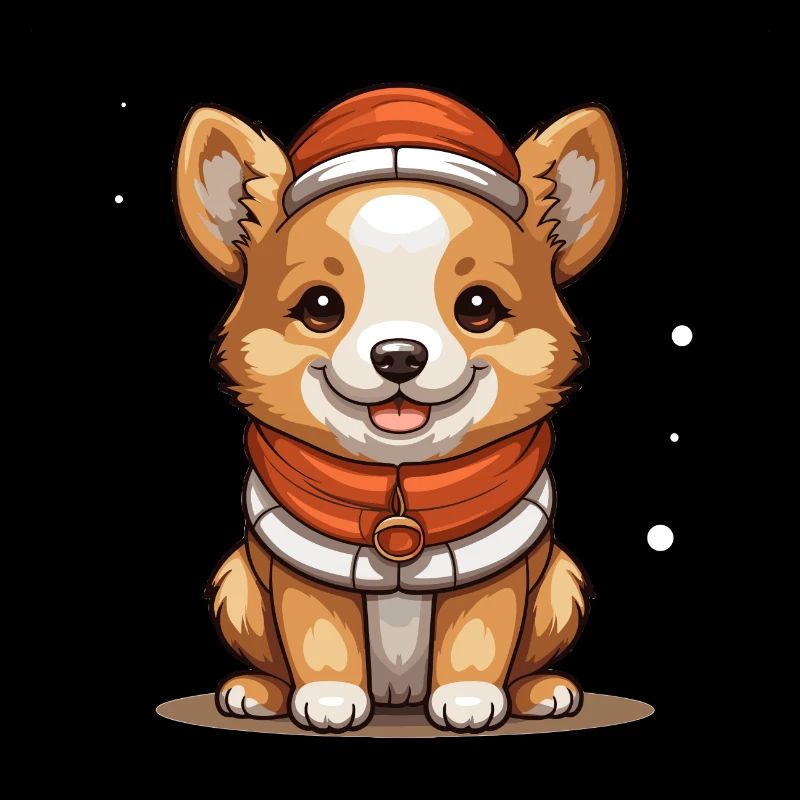 Design de Noël de chien - Style Kawaii