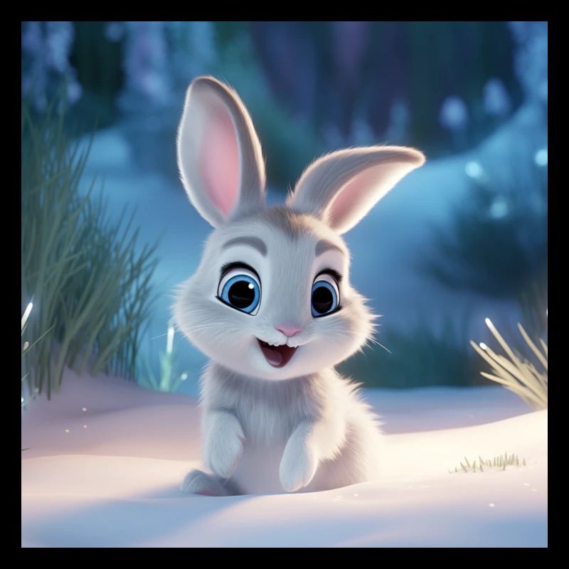 Lapin mignon en hiver