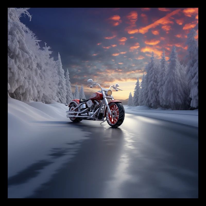 Winterliche Autobahn-Motorradfahrt
