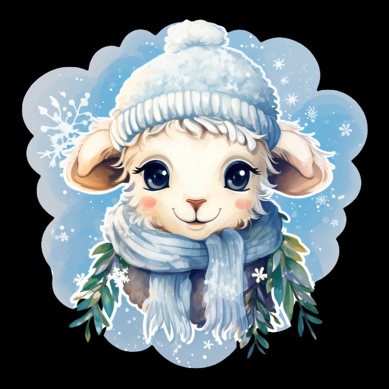 Cute sheep in wintry landscape