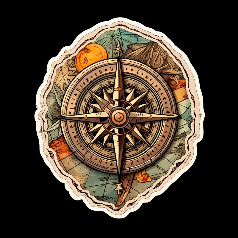Retro compass on world map