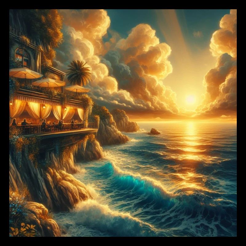 Ein Café im Sonnenuntergang am Rande der Welt
