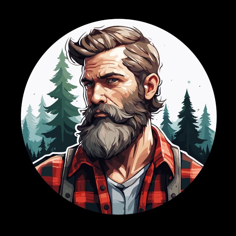 Lumberjack / Man / Beard / Forest / Shirt / Tree