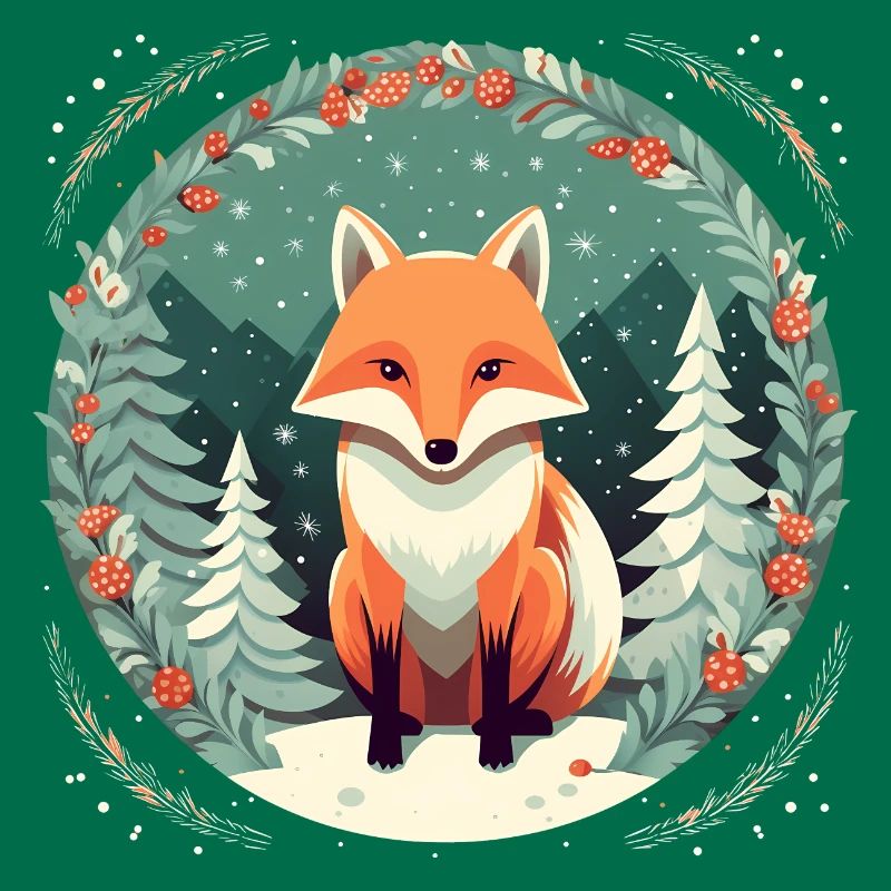Fox With Xmas elements, Love Foxes