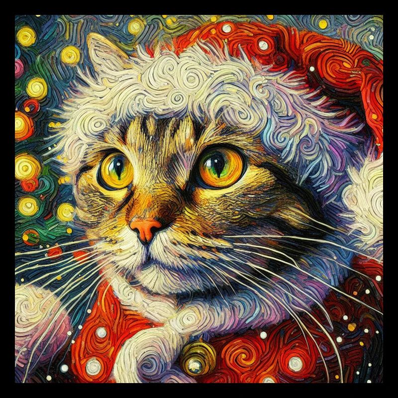 Getigerter Weihnachtsmann im Van-Gogh-Stil