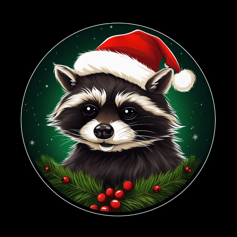 Mignon raton laveur père noël souhaite joyeux Noël