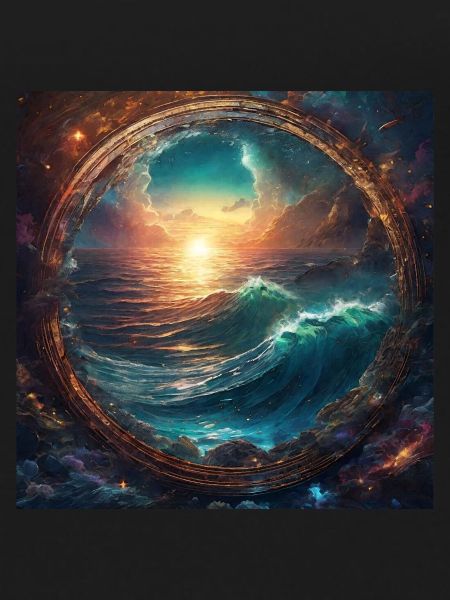 Sea,Water,Sunset,Circle,Gold